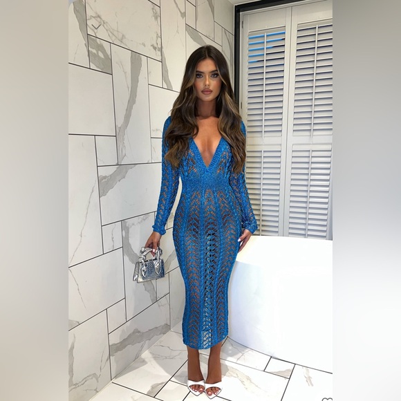 Metallic Blue Dress - Picture 1 of 2